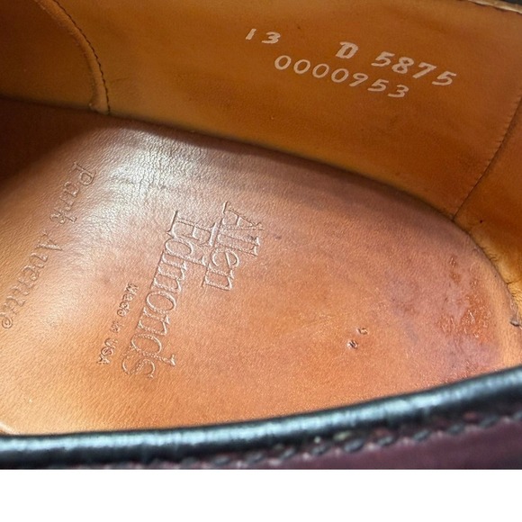 Allen Edmonds Park Avenue Mens 13 D Burgundy Leather Cap Toe Oxford Shoes 5875 - Picture 8 of 10